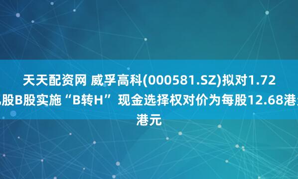 天天配资网 威孚高科(000581.SZ)拟对1.72亿股B股实施“B转H” 现金选择权对价为每股12.68港元